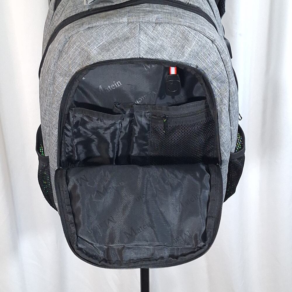 MATEIN Grey Laptop Backpack 15.6” USB Charging Anti-theft Water-Resistant Travel - Picture 7 of 16